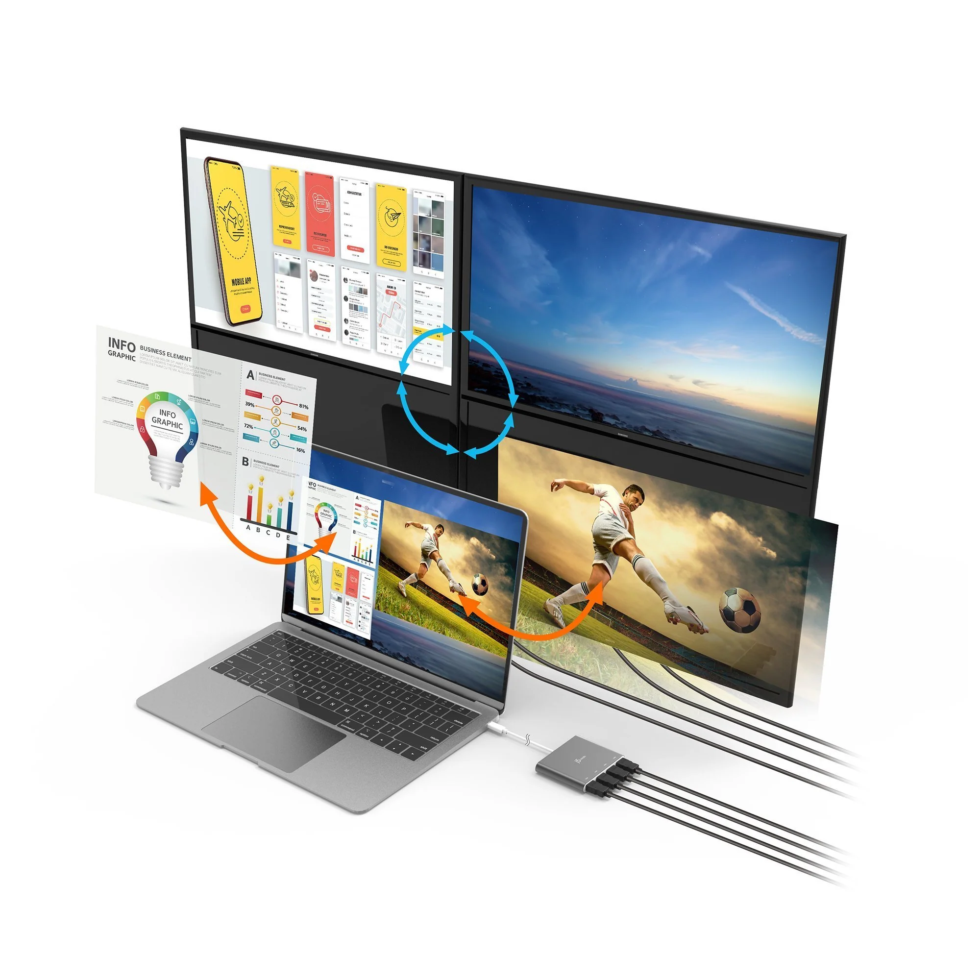 JCA366 USB-C™ to 4-Port HDMI™ Multi-Monitor Adapter - Image 10