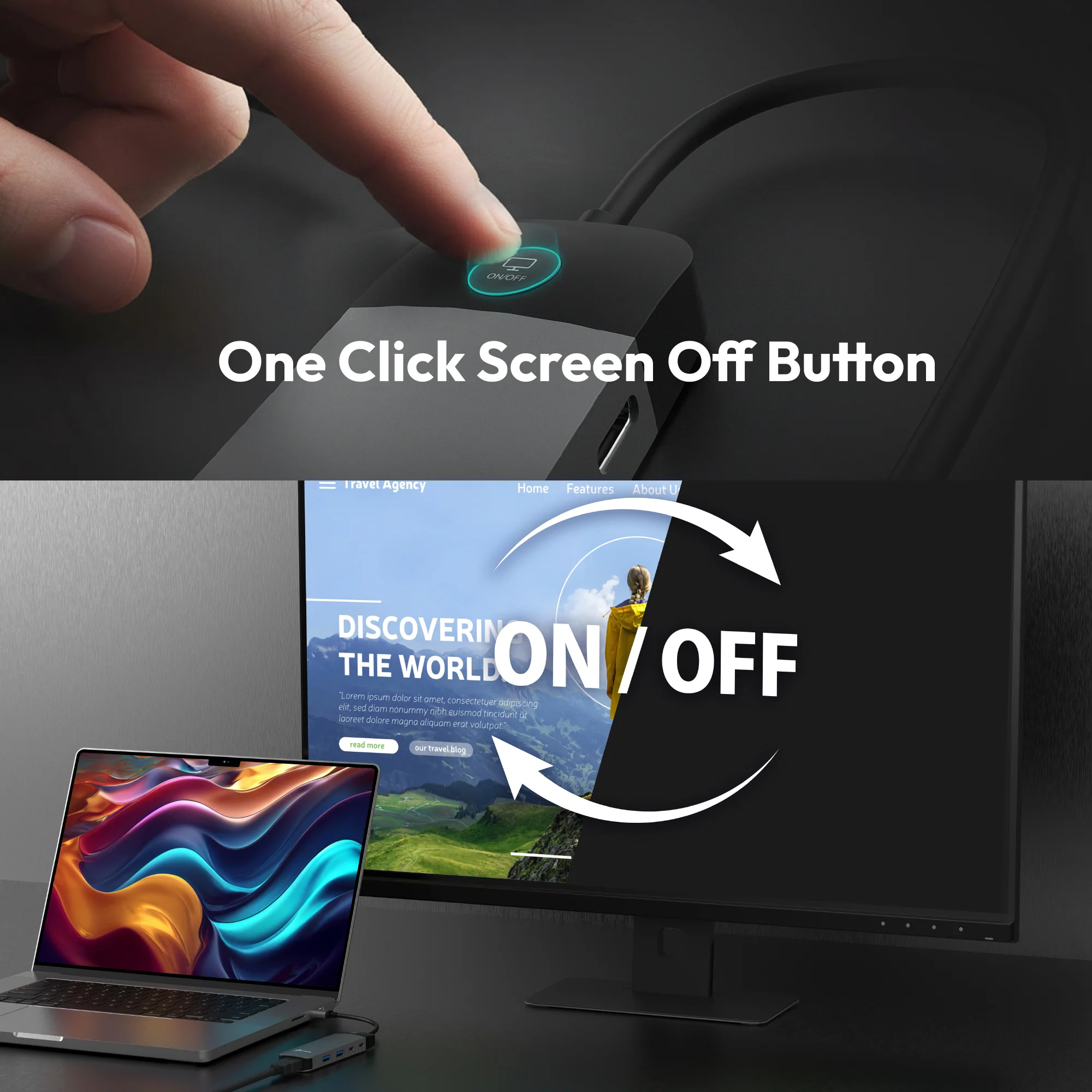 JCD3002 USB-C® 7-in-1 4K Multi-Port Hub with Screen-Off Control (PD) - Image 5