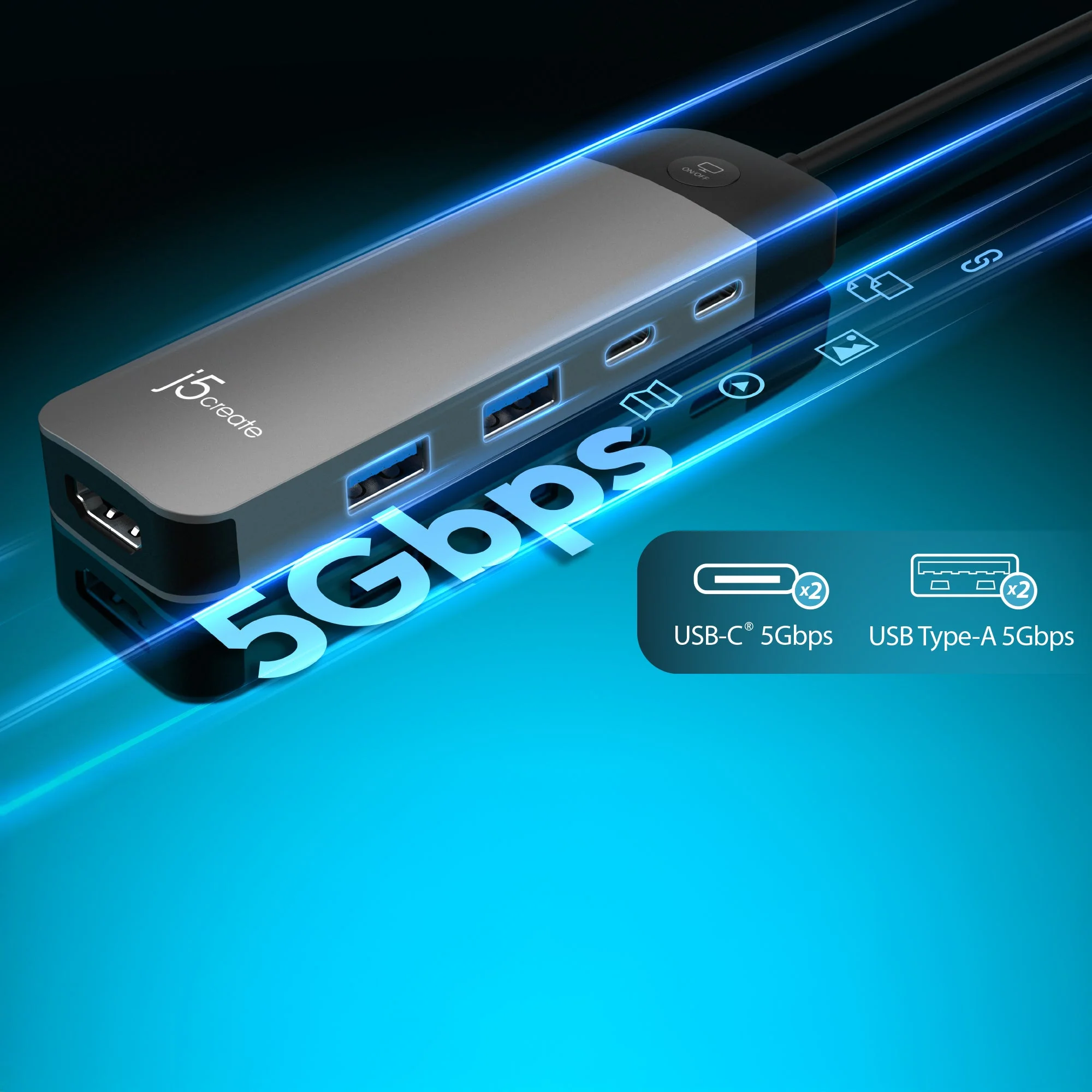 JCD3002 USB-C® 7-in-1 4K Multi-Port Hub with Screen-Off Control (PD) - Image 6