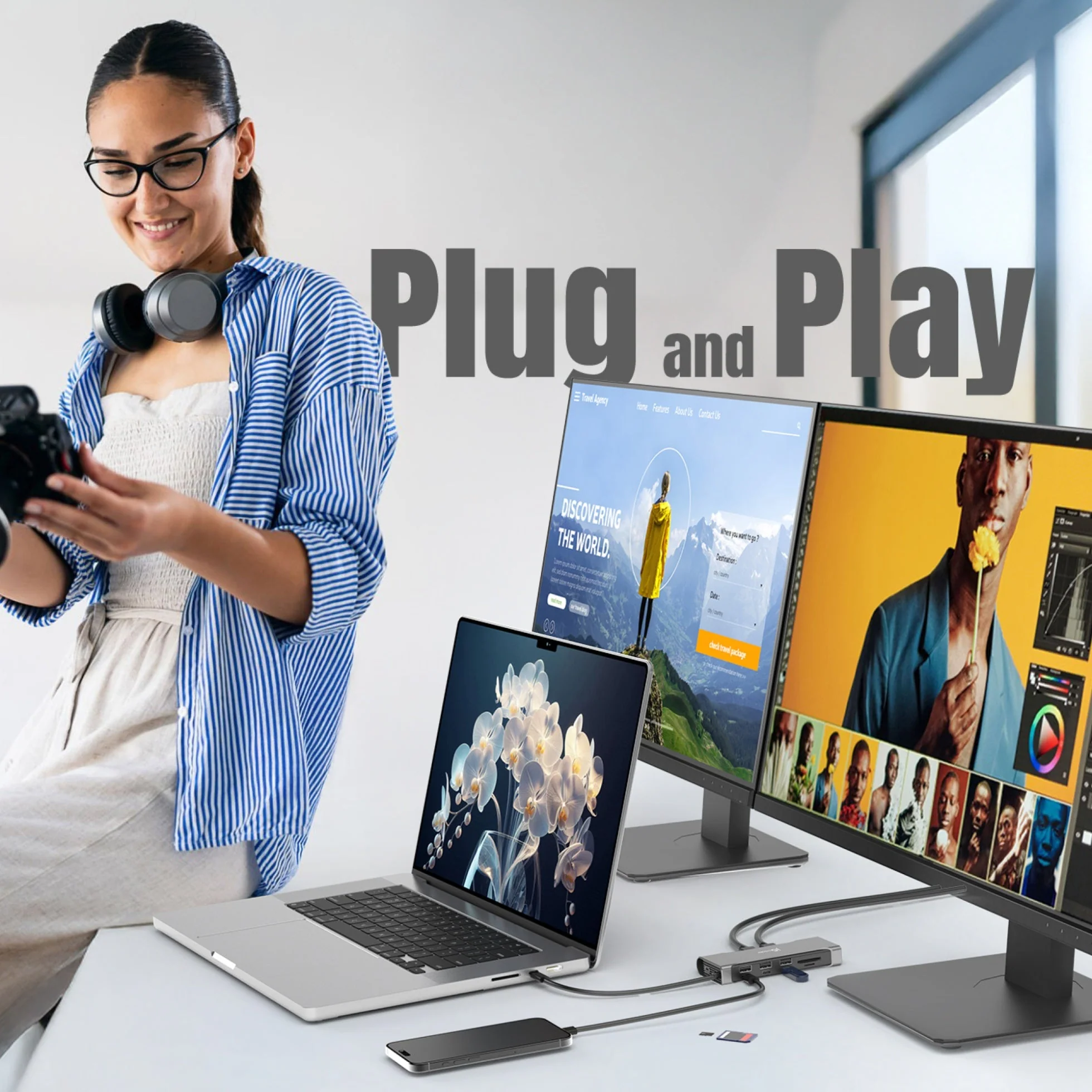 JCD367 Flexible Ports USB-C® Dual 4K60 HDMI™ Hub - Pro 12-in-1 - Image 12