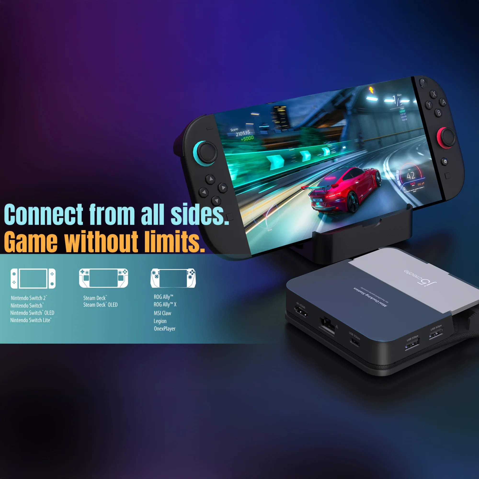 JCD624 Omni Side Dock for Nintendo Switch 2™ and Steam Deck™ - Image 9