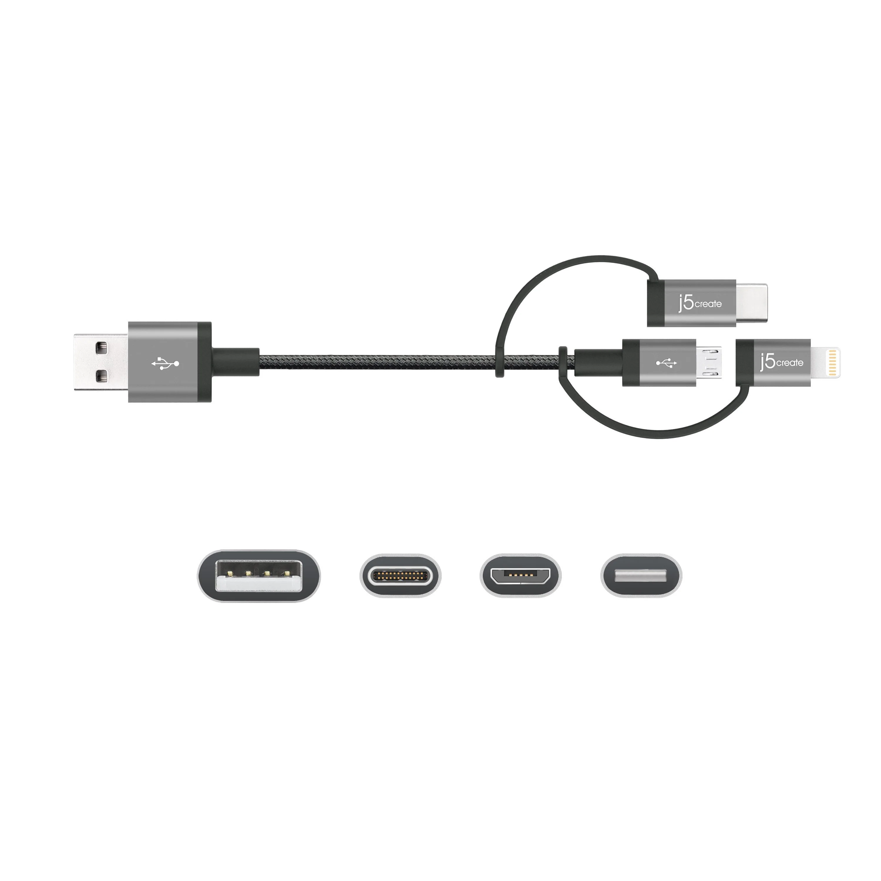 JMLC11 3-in-1 Charging Sync Cable - Lightning+Type-C+Micro-B - Image 4