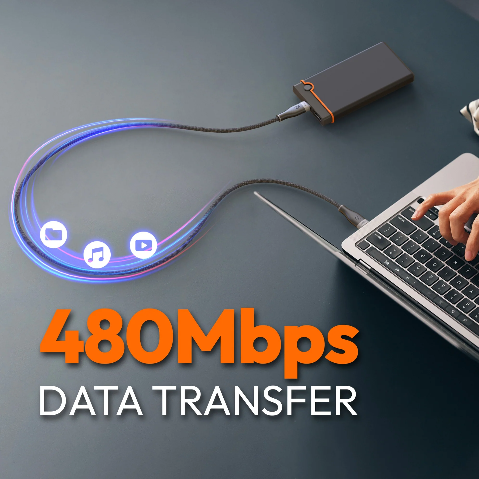 JUCX20L10 USB-C® 100W Ultra Soft Double-Braided Fast Charging Cable 3.3 FT - Image 10