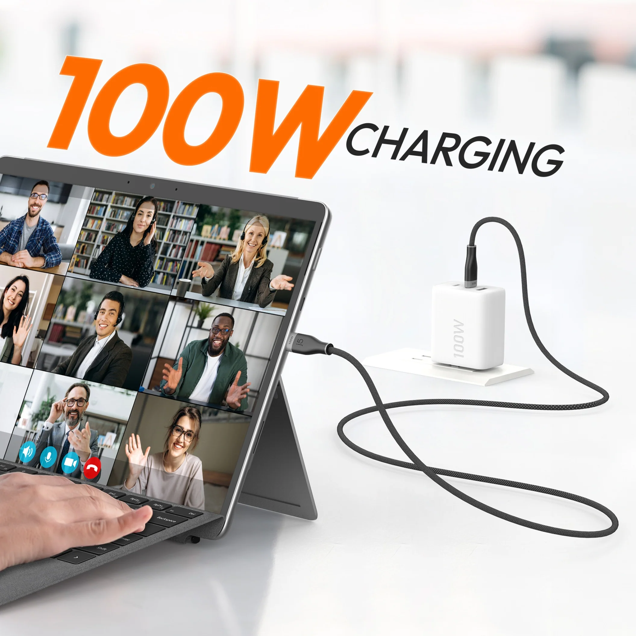 JUCX20L10 USB-C® 100W Ultra Soft Double-Braided Fast Charging Cable 3.3 FT - Image 3