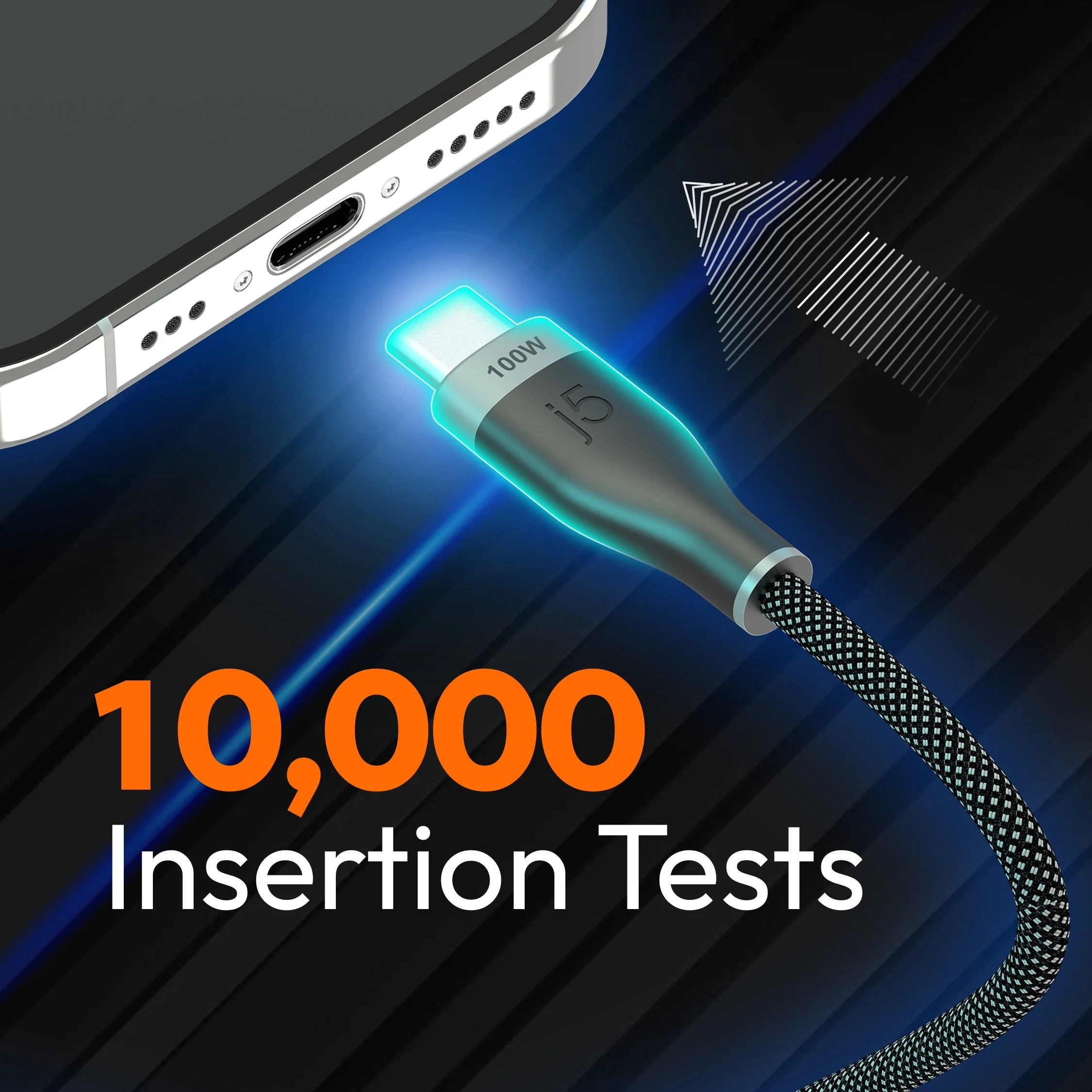 JUCX20L20 USB-C® 100W Ultra Soft Double-Braided Fast Charging Cable 6.56 FT - Image 4