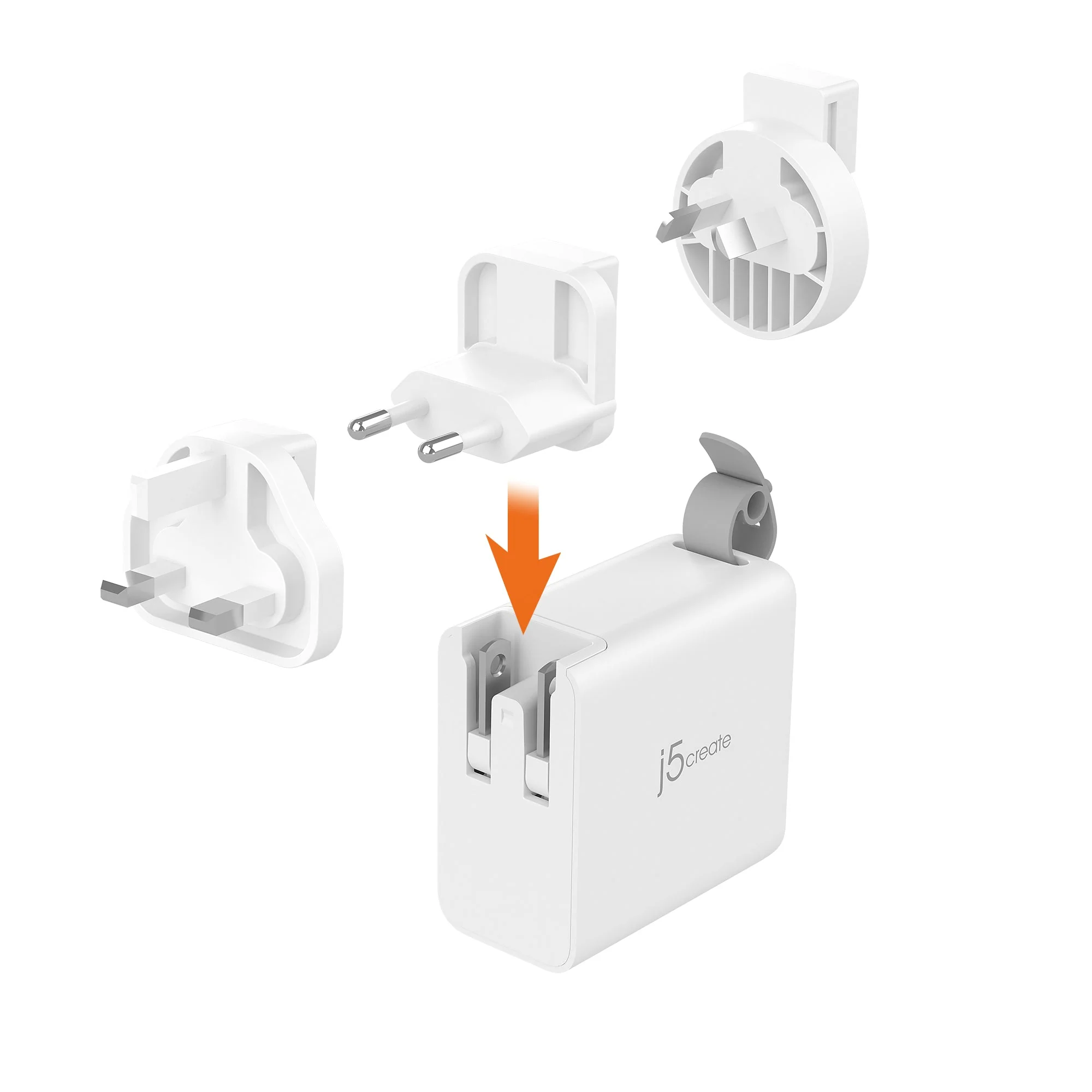 JUP3565V 65W GaN USB-C® 3-Port Travel Charger with changeable AC plugs - Image 13