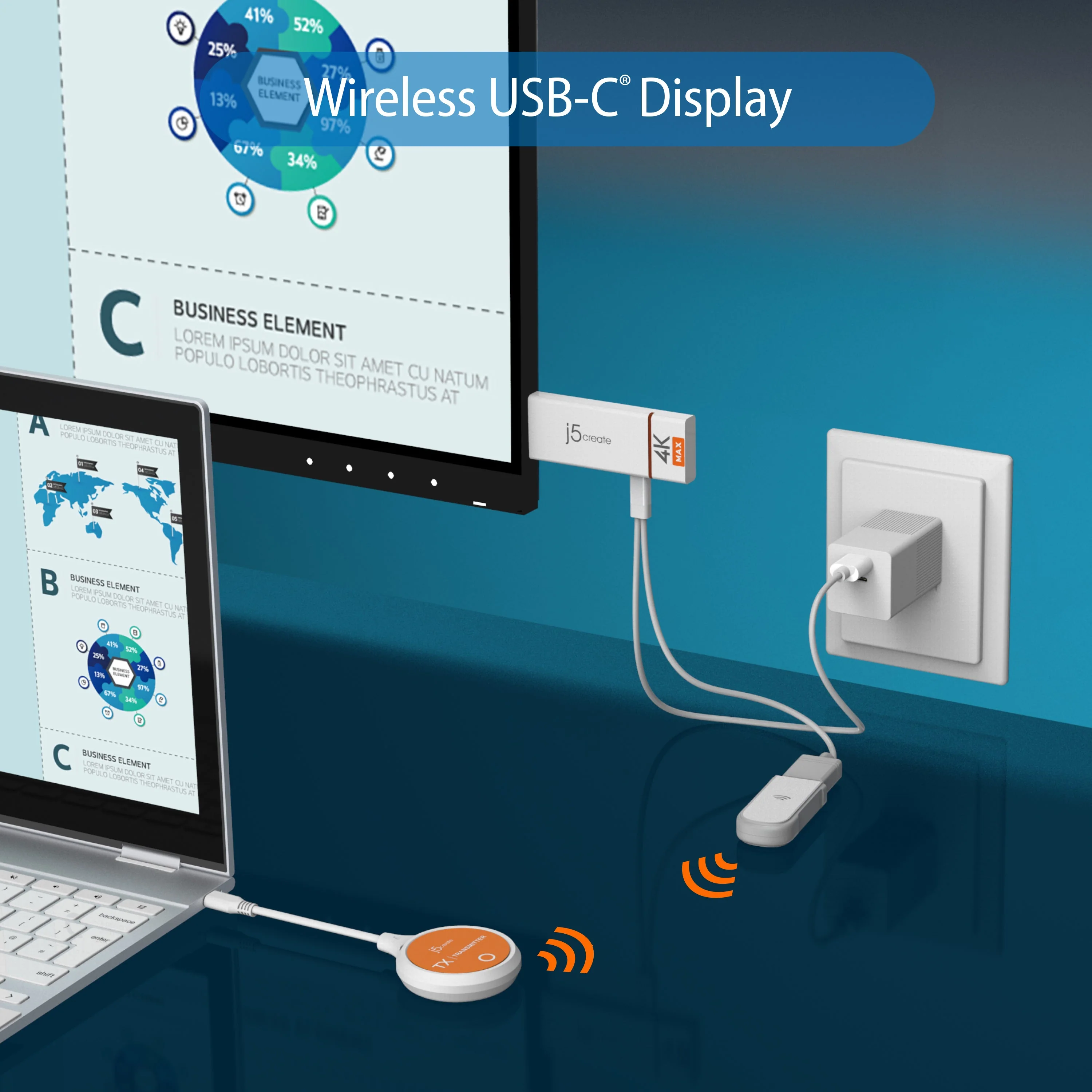 JVAW62T76MAX ScreenCast USB-C® Wireless Display Extender (with Antenna) - Image 4