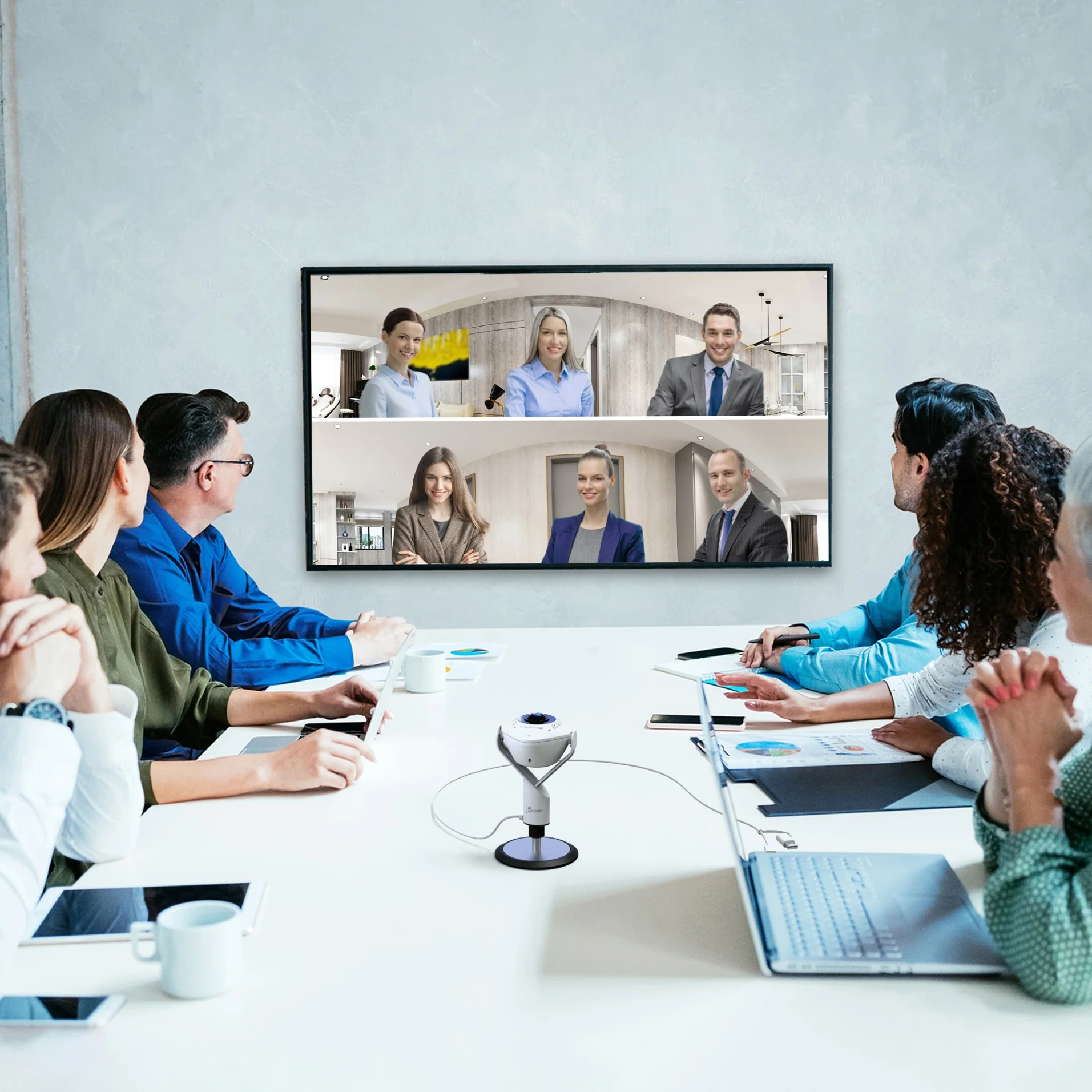 JVU368 360° AI-Powered Webcam with Speakerphone - Image 6